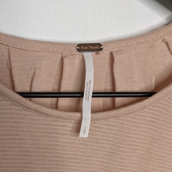 Free People Pink Billie Ribbed Blouson Sleeve Top - Picture 11 of 12